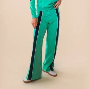 St. Bert's Stripe Velour Sweatpants  - Bright Green